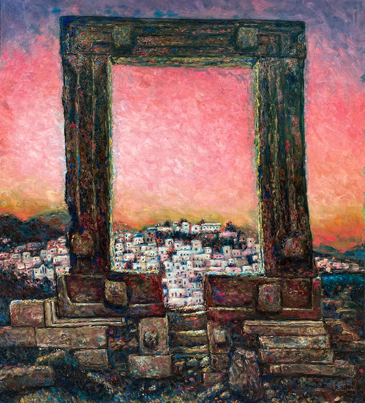 Original Painting: Sunset at the Ancient Portara in Naxos