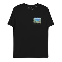 T-Shirt: Olive Trees in Corfu Unisex Organic Cotton Dark Left