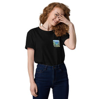 T-Shirt: Olive Trees in Corfu Unisex Organic Cotton Dark Left
